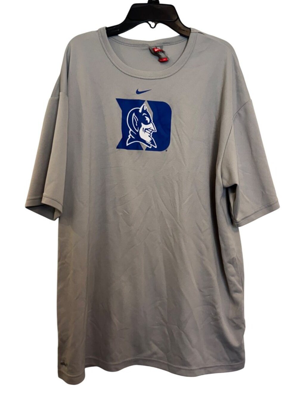 Nike Team Duke Blue Devils Gray T-Shirt XL NikeFIT Polyester Mens